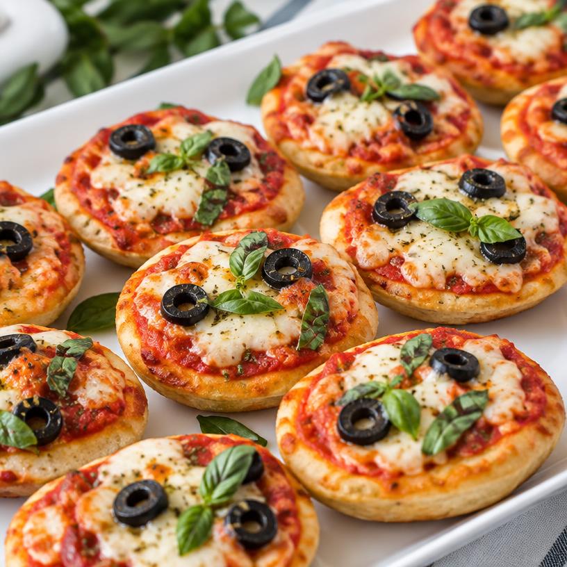 Mini pizza margarita aux olives noires préparé par Les Saveurs d'Elo